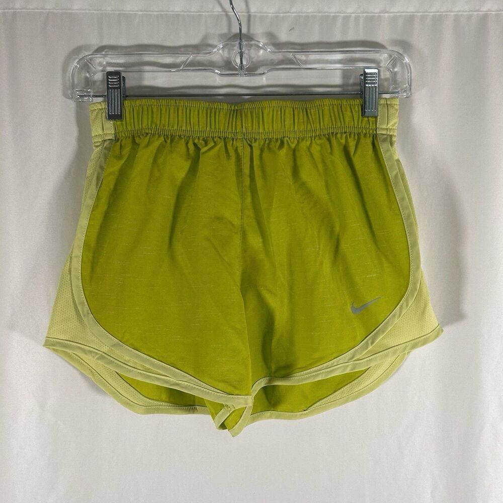 Nike Running Shorts Women's XS Lime Green Pull On Drawstring Lined 3" Inseam